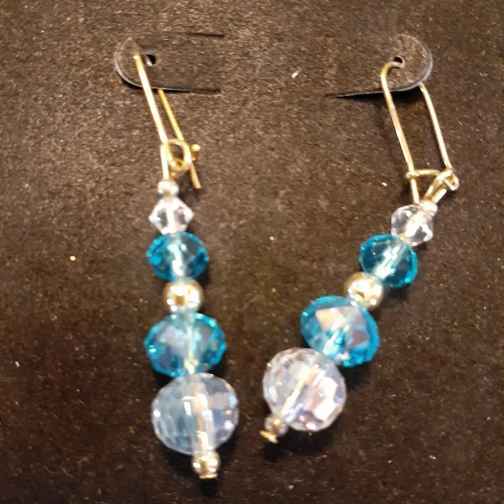 AQUAMARINE BLUE & CLEAR CRYSTAL (Gold)